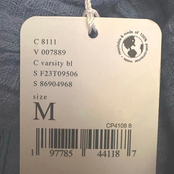 Free People FP One Mila Shirt Blue Ethereal Dainty Romantic Lace Gauze Medium - Picture 11 of 13